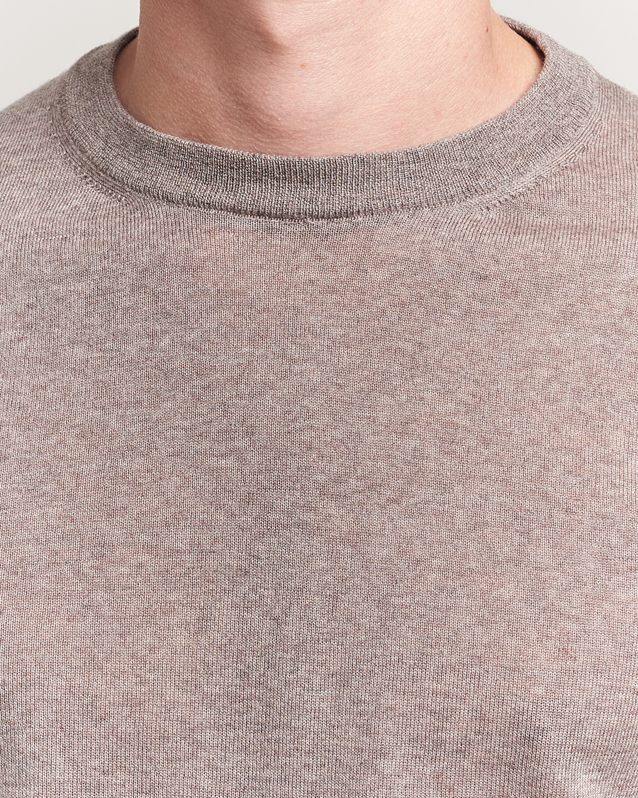 Herren | Pullover | Canali | Merino Wool Crew Neck Beige