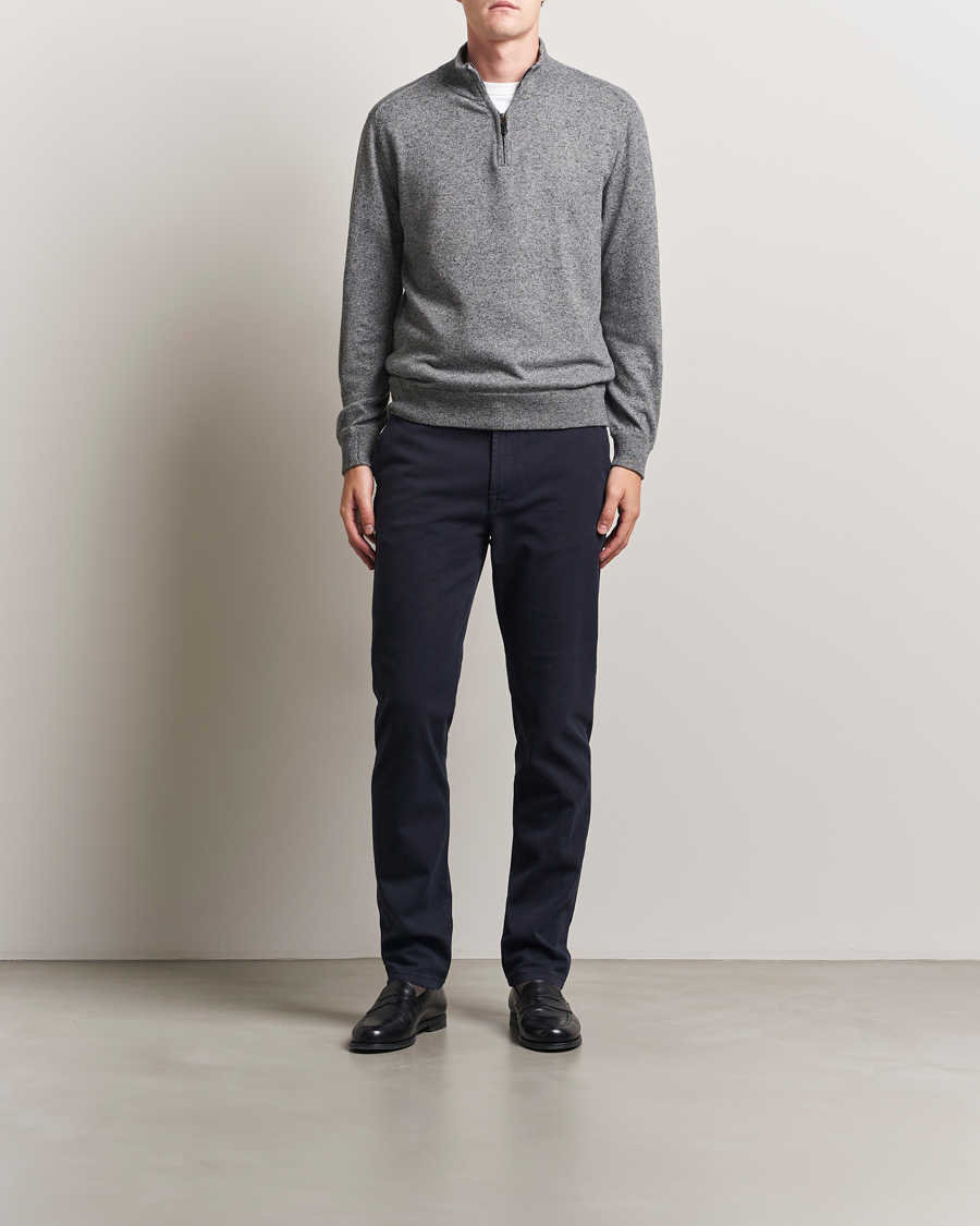 Herren | Pullover | Canali | Donegal Half Zip Sweater Grey Melange