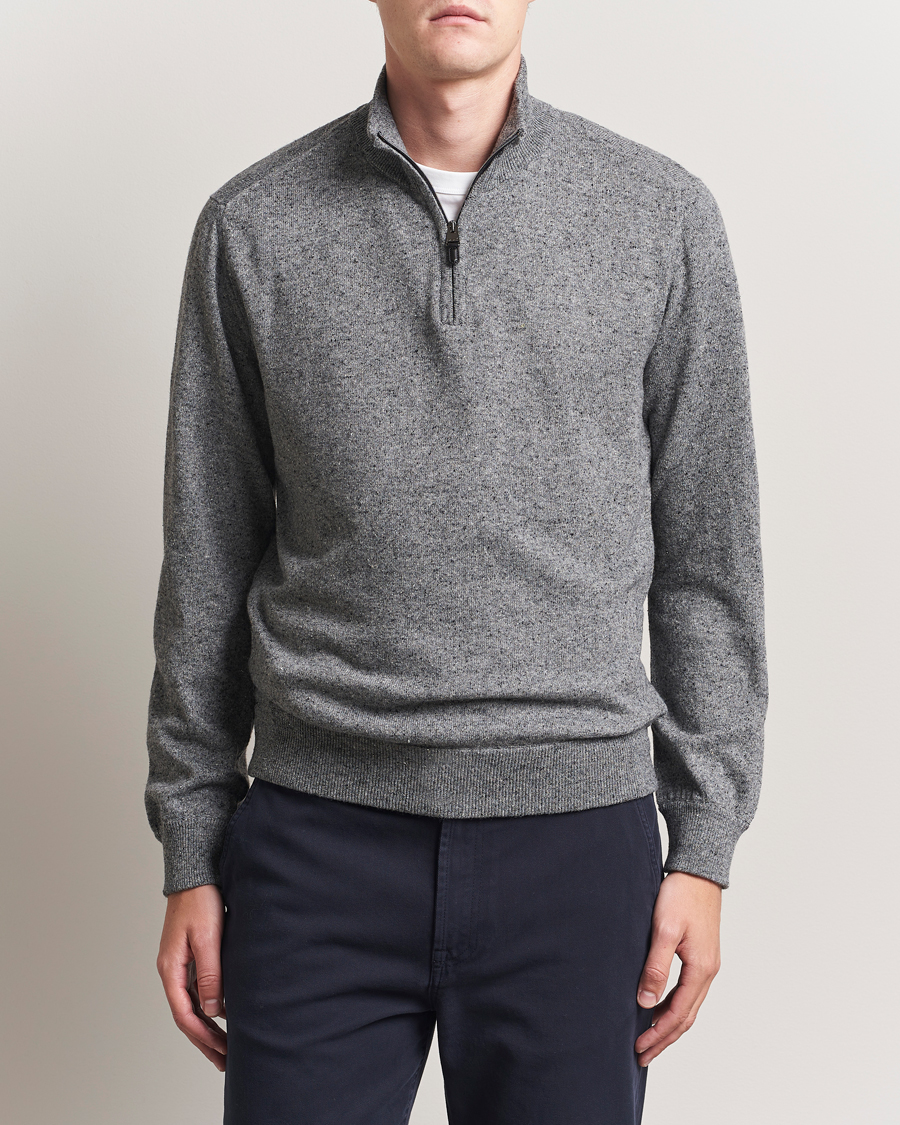 Herren | Pullover | Canali | Donegal Half Zip Sweater Grey Melange