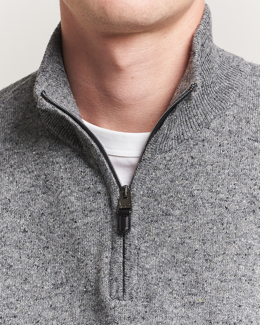 Herren | Pullover | Canali | Donegal Half Zip Sweater Grey Melange