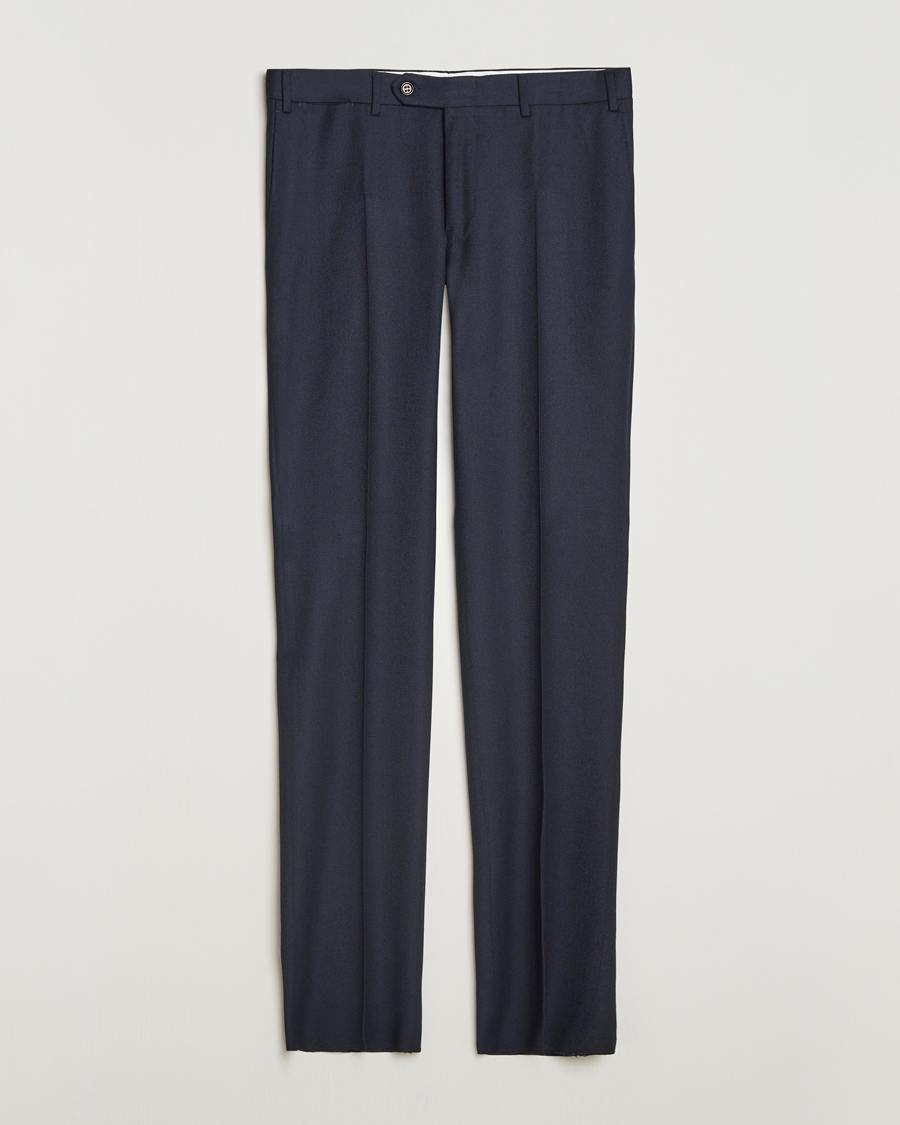 Herren | Hosen | Canali | Slim Fit Flannel Trousers Navy