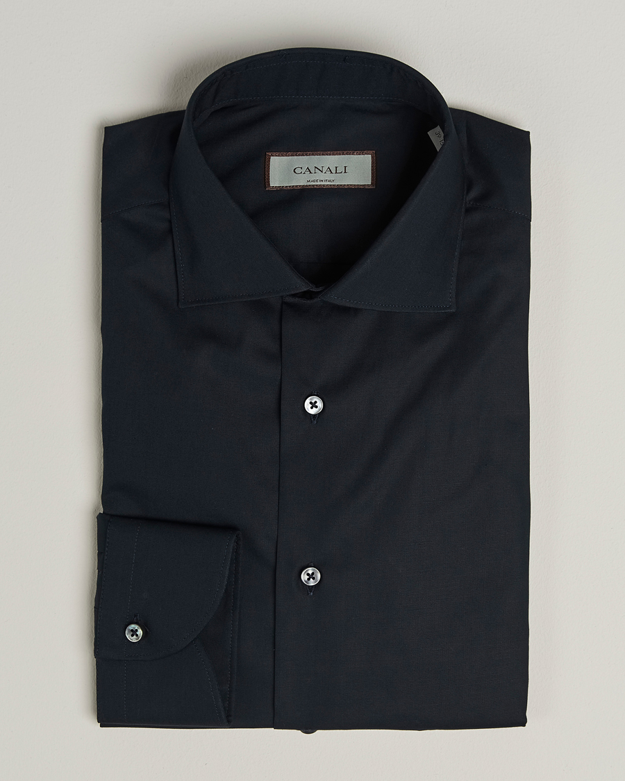Herren | Hemden | Canali | Slim Fit Cotton/Stretch Shirt Navy