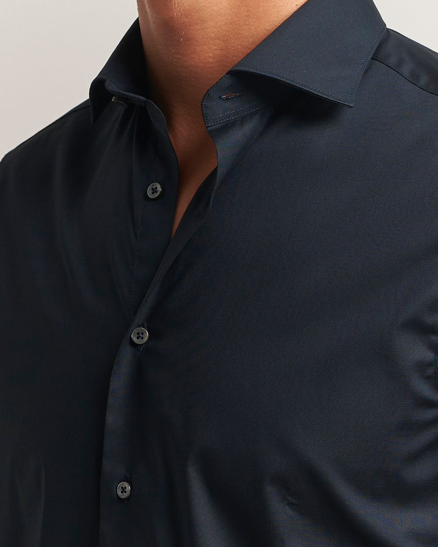 Herren | Hemden | Canali | Slim Fit Cotton/Stretch Shirt Navy