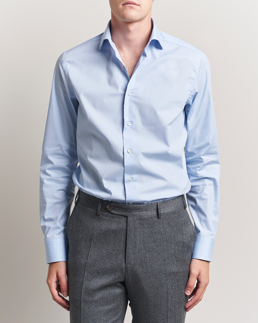 Herren | Hemden | Canali | Slim Fit Cotton/Stretch Shirt Light Blue