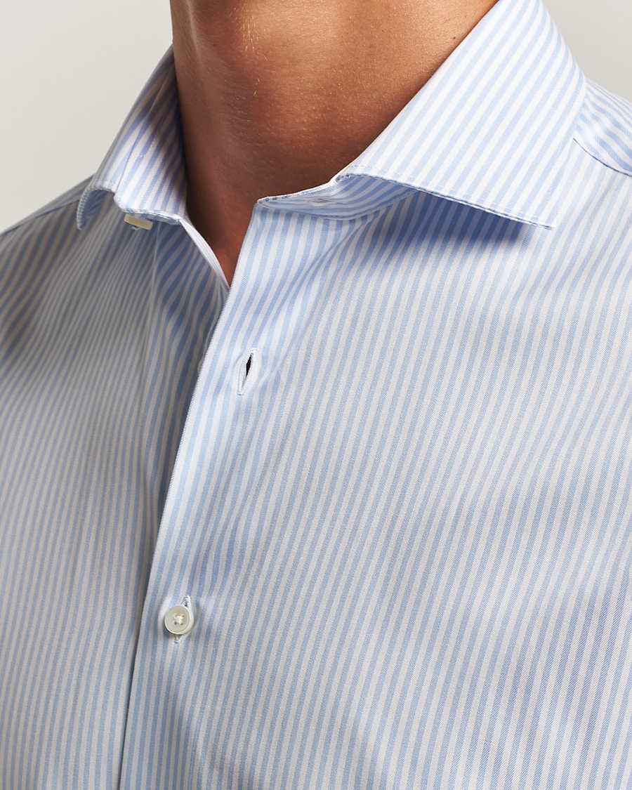 Herren | Hemden | Canali | Slim Fit Cotton Shirt Light Blue Stripe