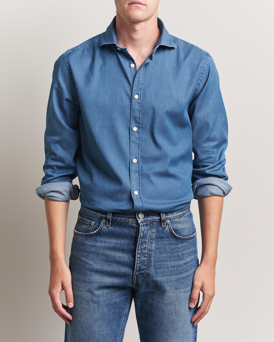 Herren | Hemden | Canali | Denim Shirt Stone Wash