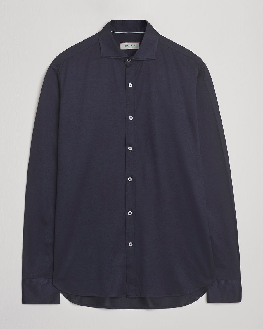 Herren | Hemden | Canali | Jersey Piquet Shirt Navy