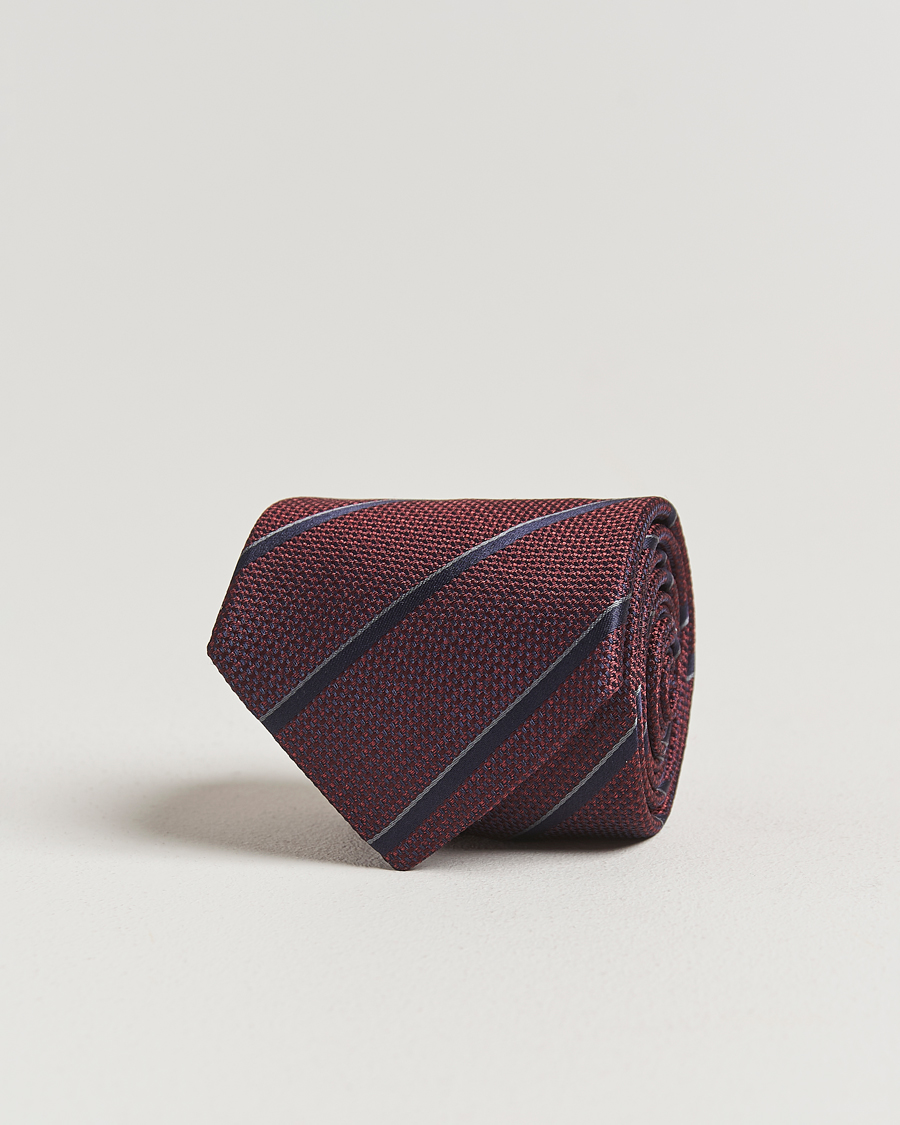 Herren | Krawatten | Canali | Regimental Stripe Silk Tie Burgundy/Navy