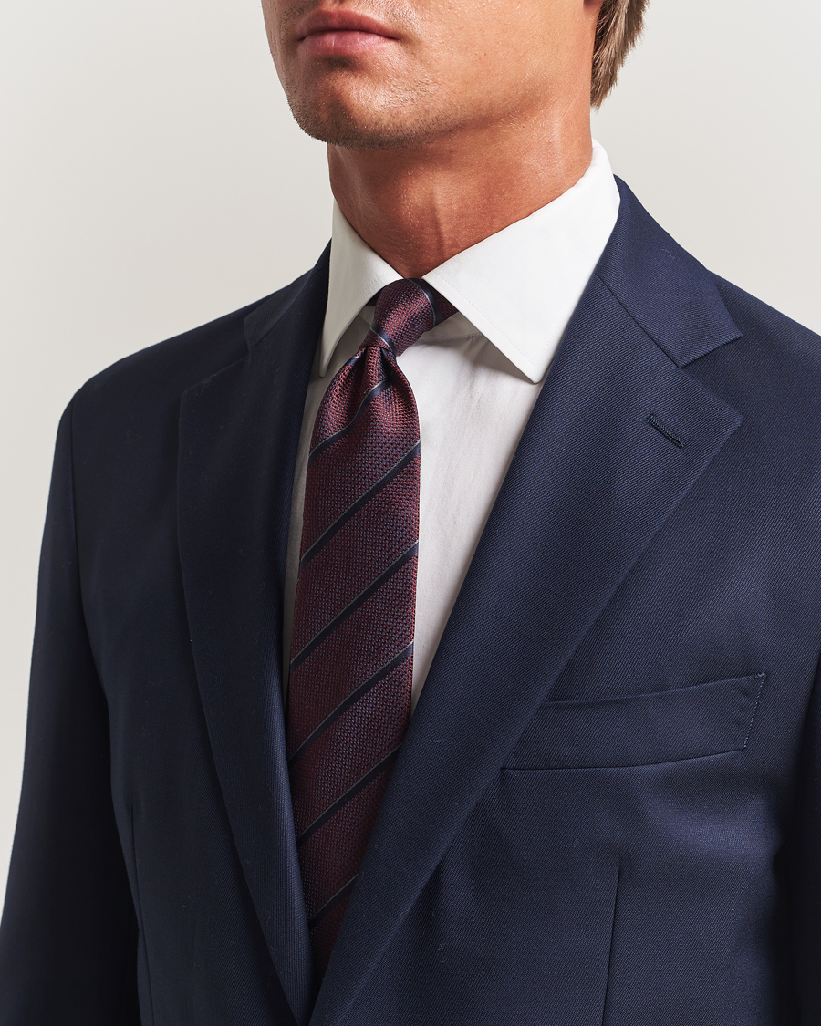 Herren | Krawatten | Canali | Regimental Stripe Silk Tie Burgundy/Navy