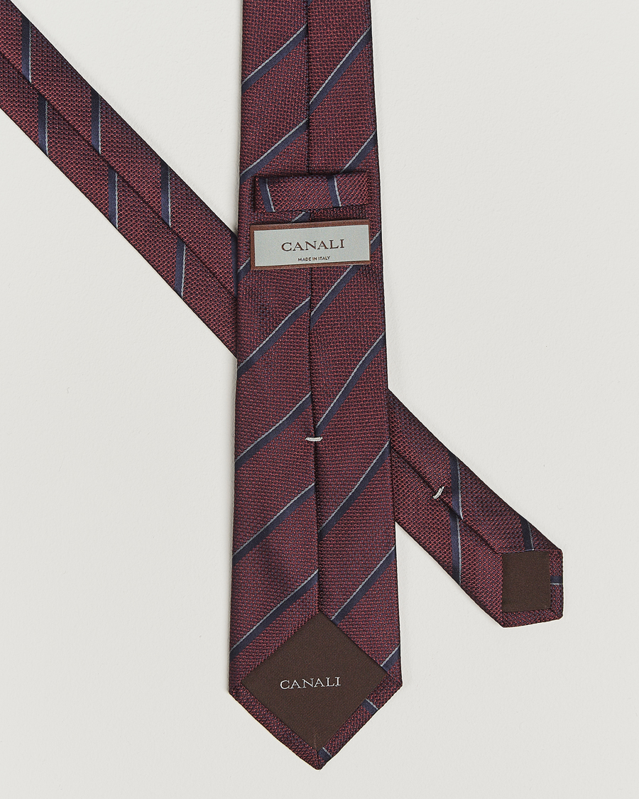 Herren | Krawatten | Canali | Regimental Stripe Silk Tie Burgundy/Navy