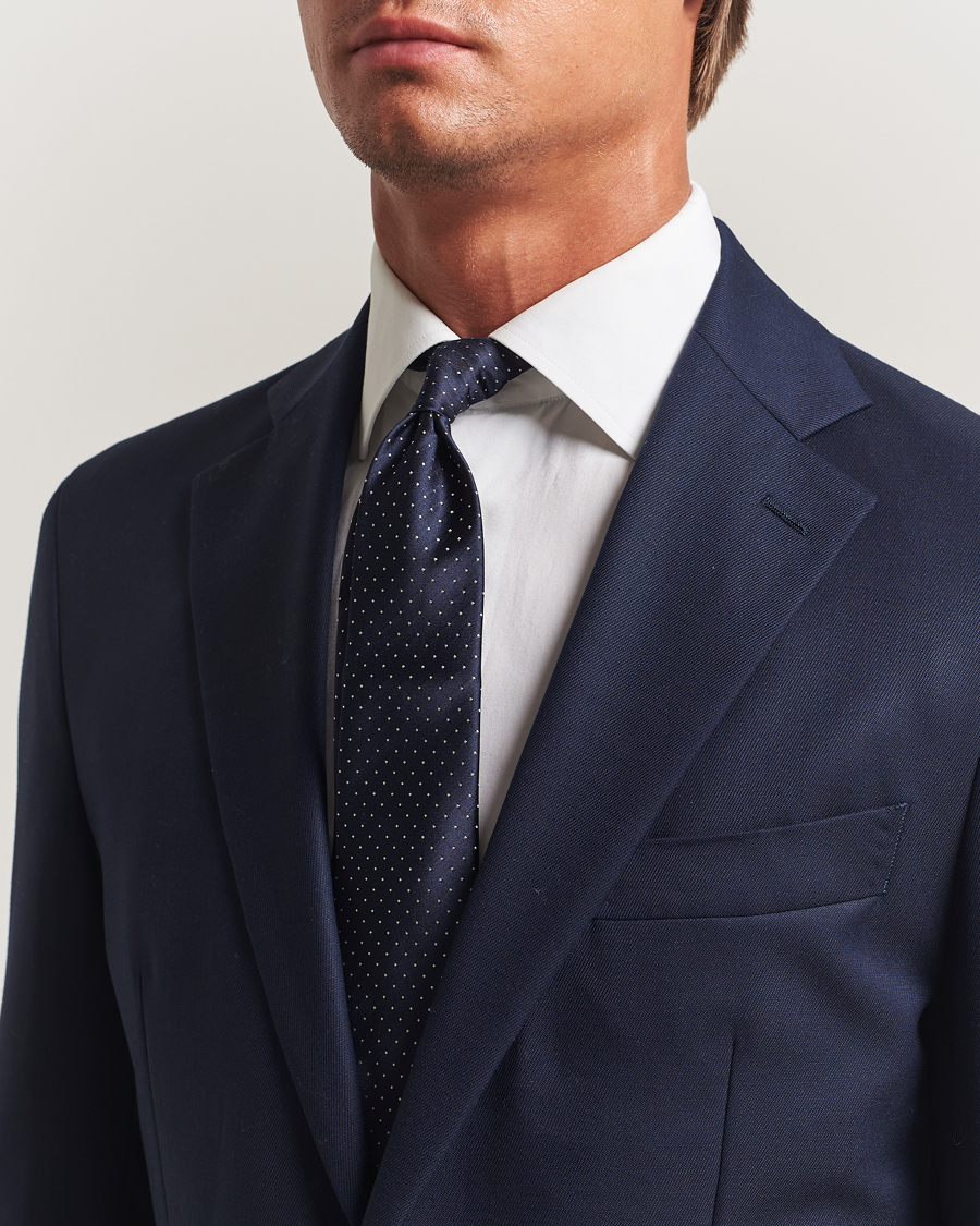 Herren | Krawatten | Canali | Micro Dot Silk Tie Navy