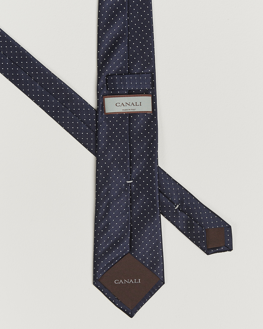 Herren | Krawatten | Canali | Micro Dot Silk Tie Navy
