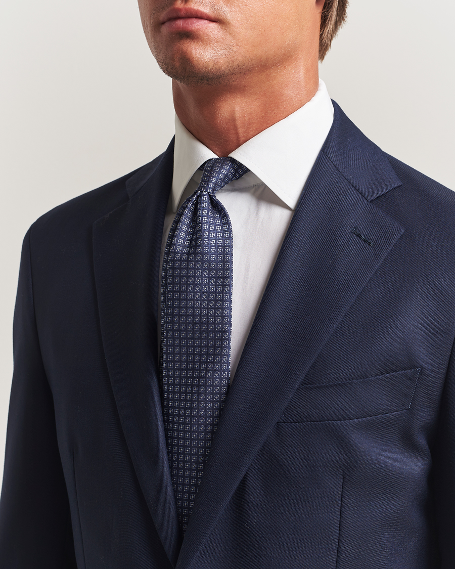 Herren | Krawatten | Canali | Jacquard Silk Tie Navy/Blue