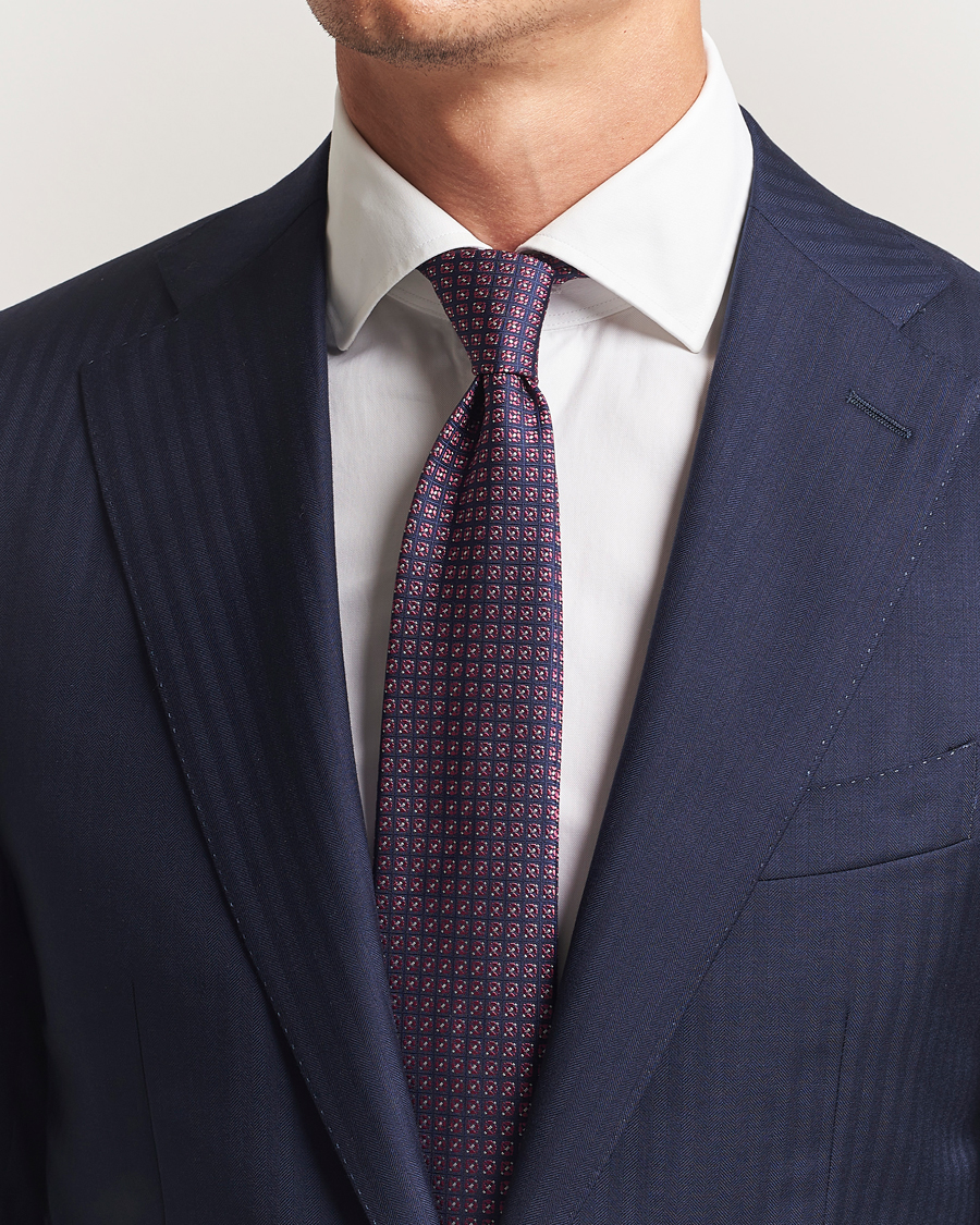 Herren | Krawatten | Canali | Jacquard Silk Tie Navy/Pink