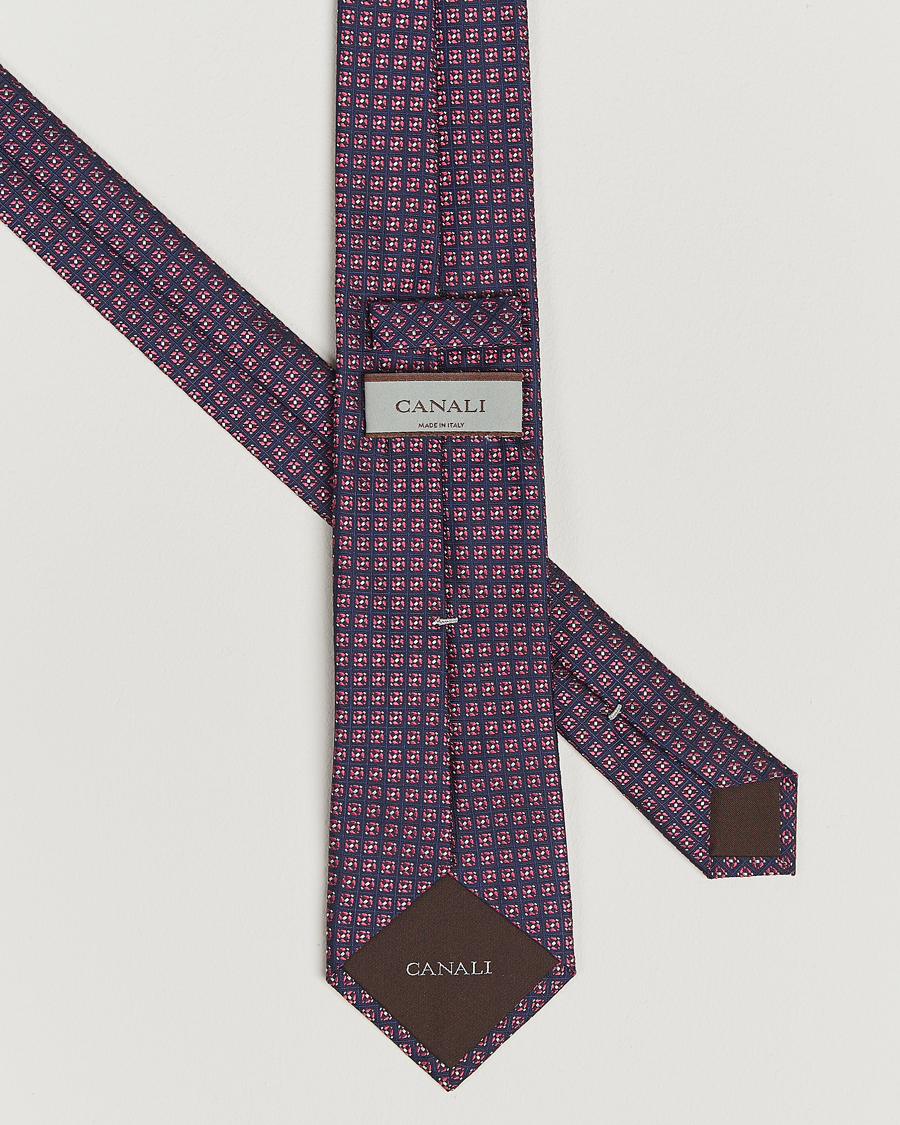 Herren | Krawatten | Canali | Jacquard Silk Tie Navy/Pink