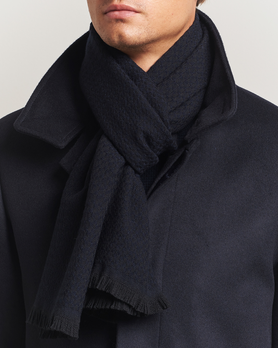 Herren | Tücher | Canali | Jacquard Wool Scarf Navy
