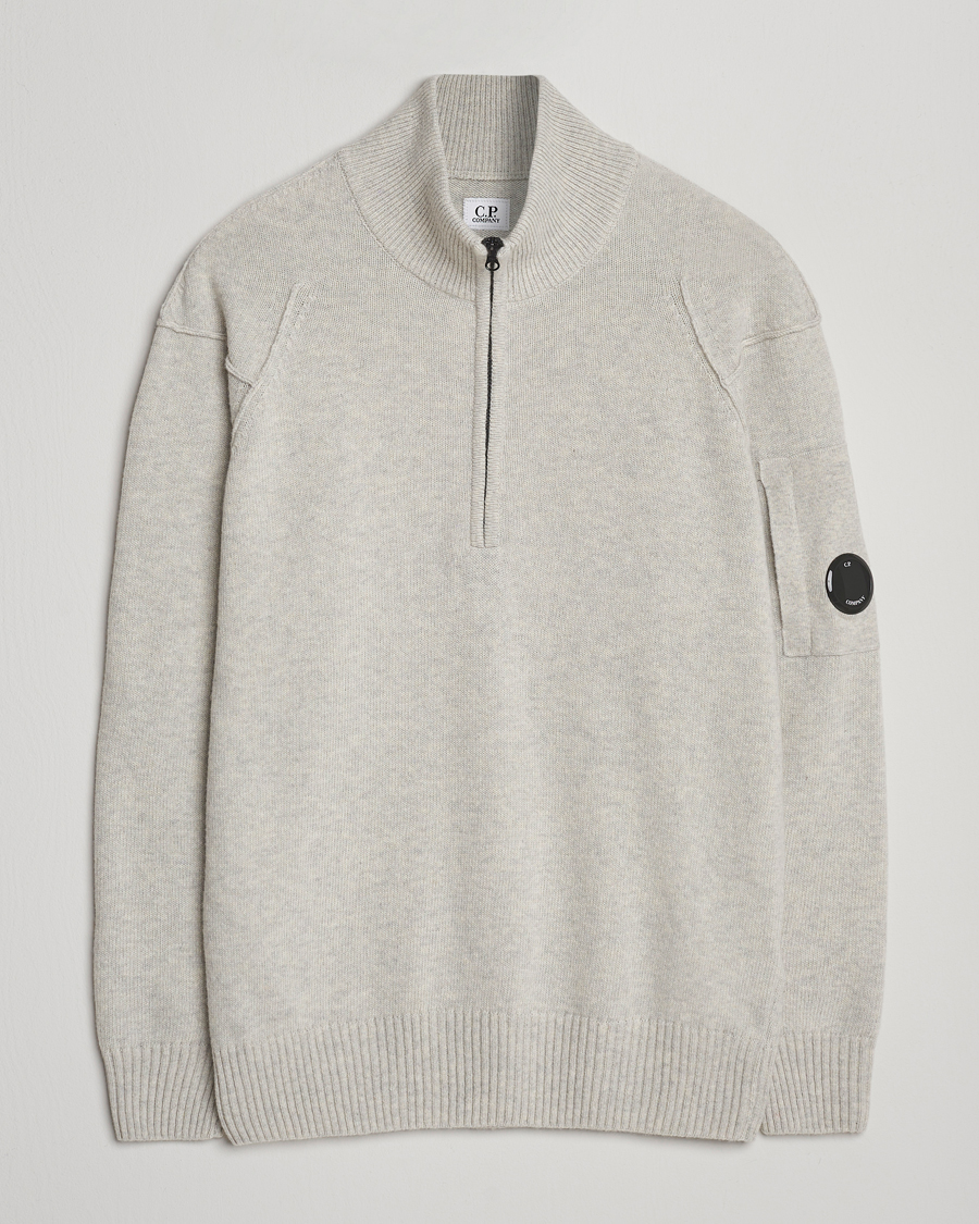Herren | Pullover | C.P. Company | Knitted Lambswool Half-Zip Light Grey