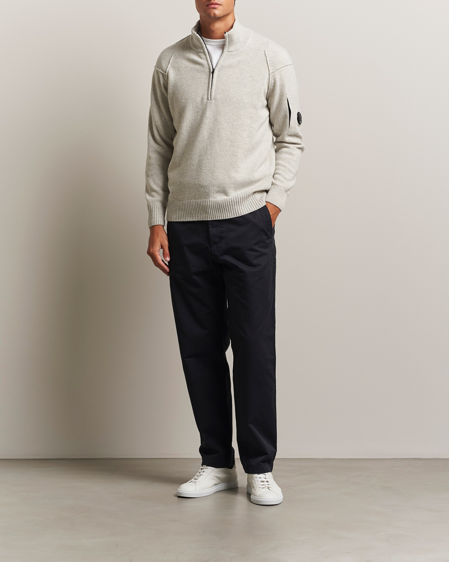 Herren | Pullover | C.P. Company | Knitted Lambswool Half-Zip Light Grey