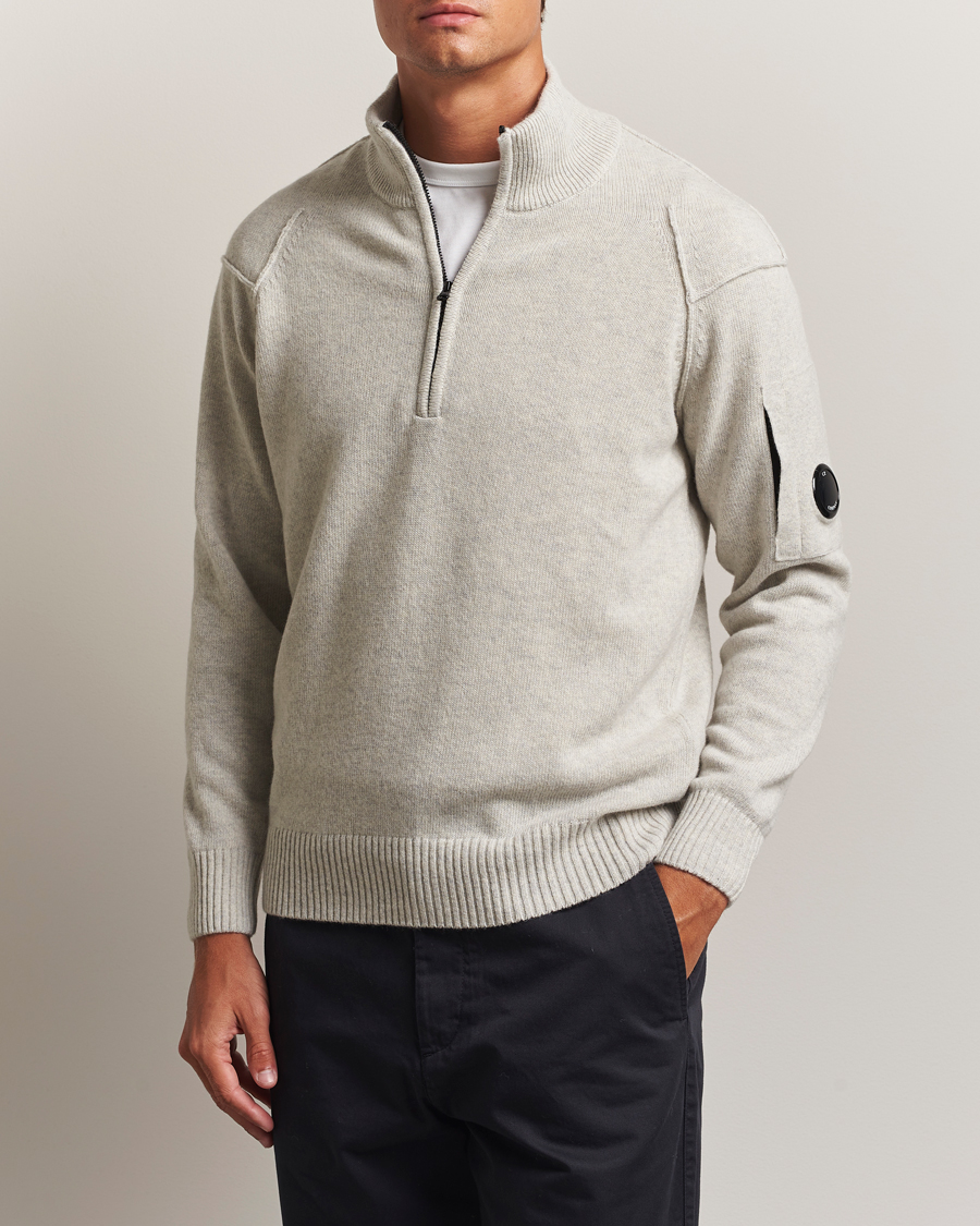 Herren | Pullover | C.P. Company | Knitted Lambswool Half-Zip Light Grey