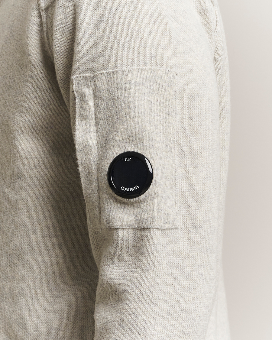 Herren | Pullover | C.P. Company | Knitted Lambswool Half-Zip Light Grey