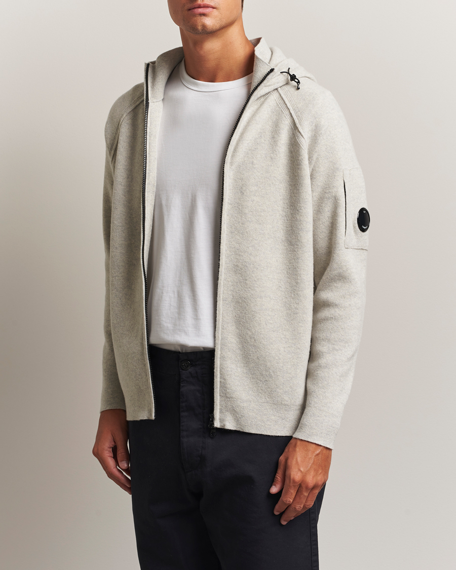 Herren | Pullover | C.P. Company | Knitted Lambswool Zip Hood Light Grey