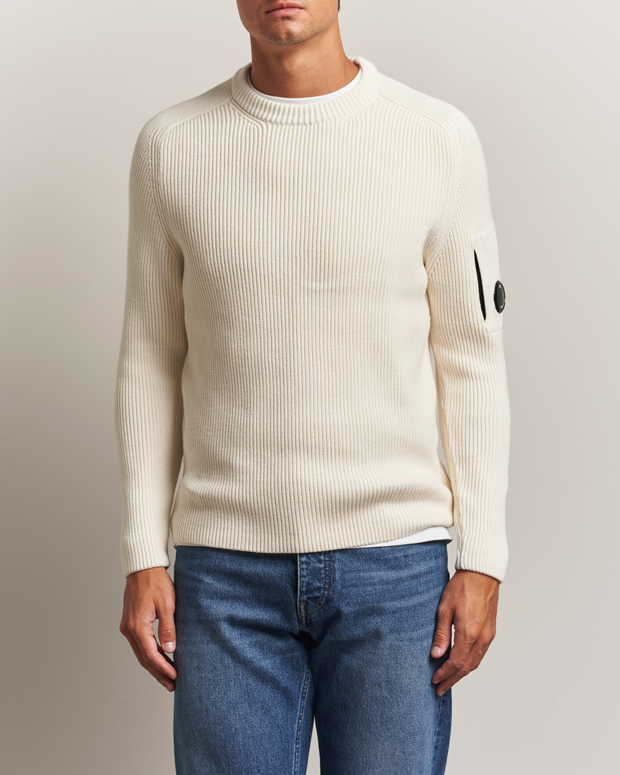 Herren | Pullover | C.P. Company | Full Rib Knitted Cotton Crew Neck White