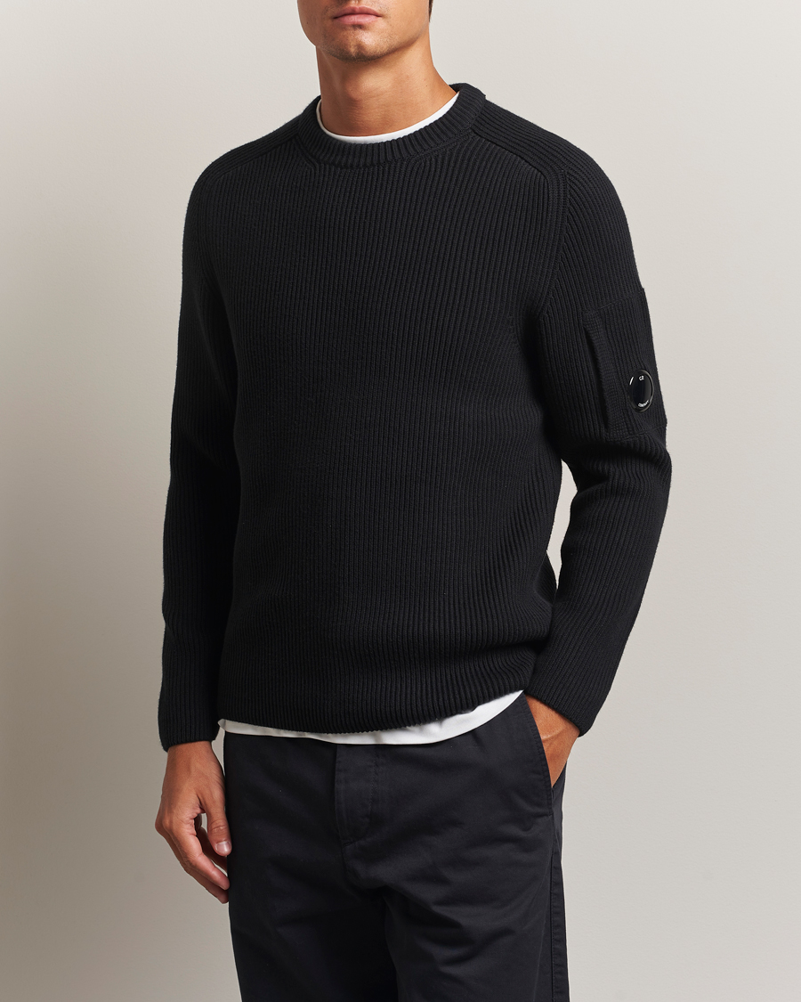 Herren | Pullover | C.P. Company | Full Rib Knitted Cotton Crew Neck Black