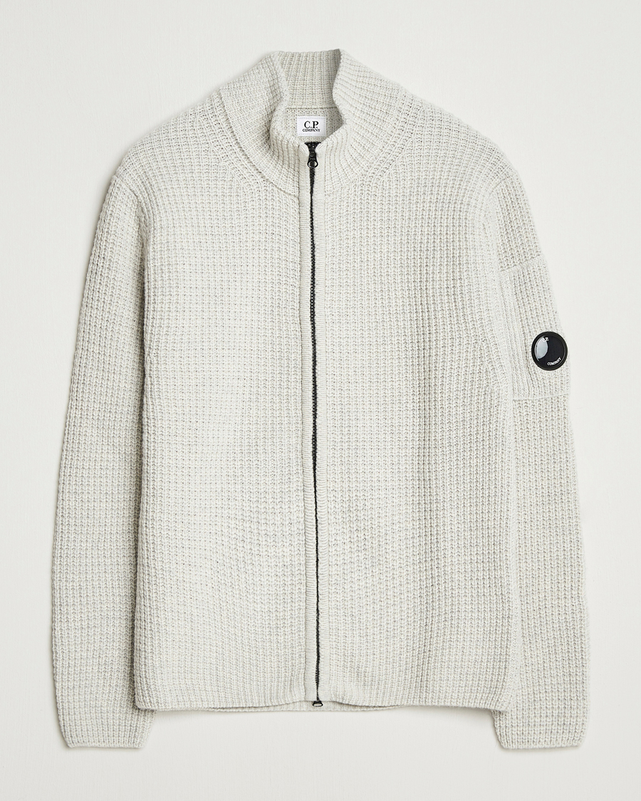Herren | Pullover | C.P. Company | Structure Lambswool Full Zip Grey
