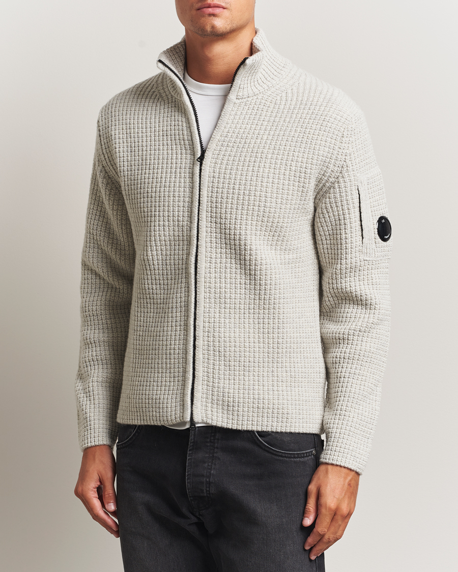 Herren | Pullover | C.P. Company | Structure Lambswool Full Zip Grey