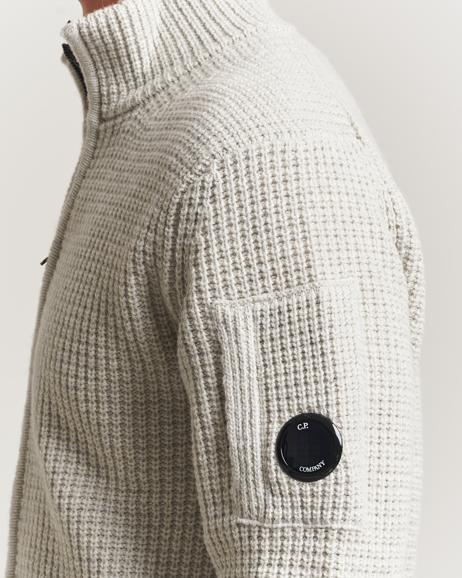Herren | Pullover | C.P. Company | Structure Lambswool Full Zip Grey