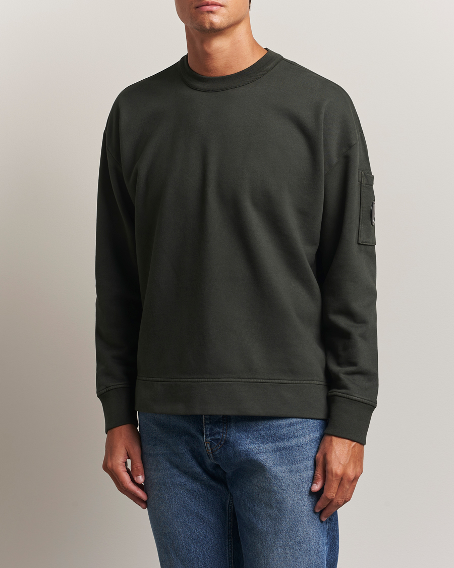 Herren | Pullover | C.P. Company | Brushed Emerized Fleece Lens Sweatshirt Dark Green