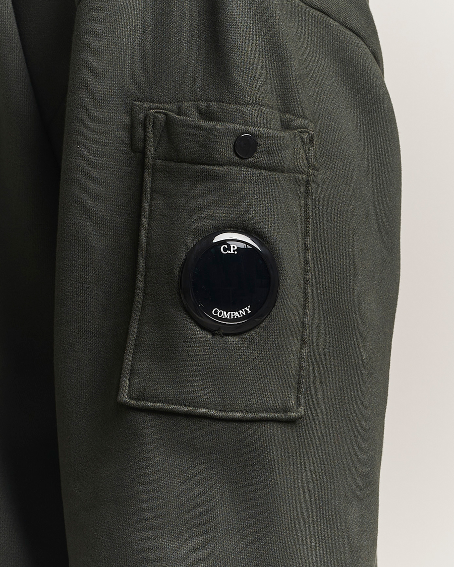 Herren | Pullover | C.P. Company | Brushed Emerized Fleece Lens Sweatshirt Dark Green