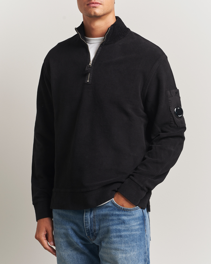 Herren | Pullover | C.P. Company | Brushed Emerized Diagonal Fleece Half Zip Black