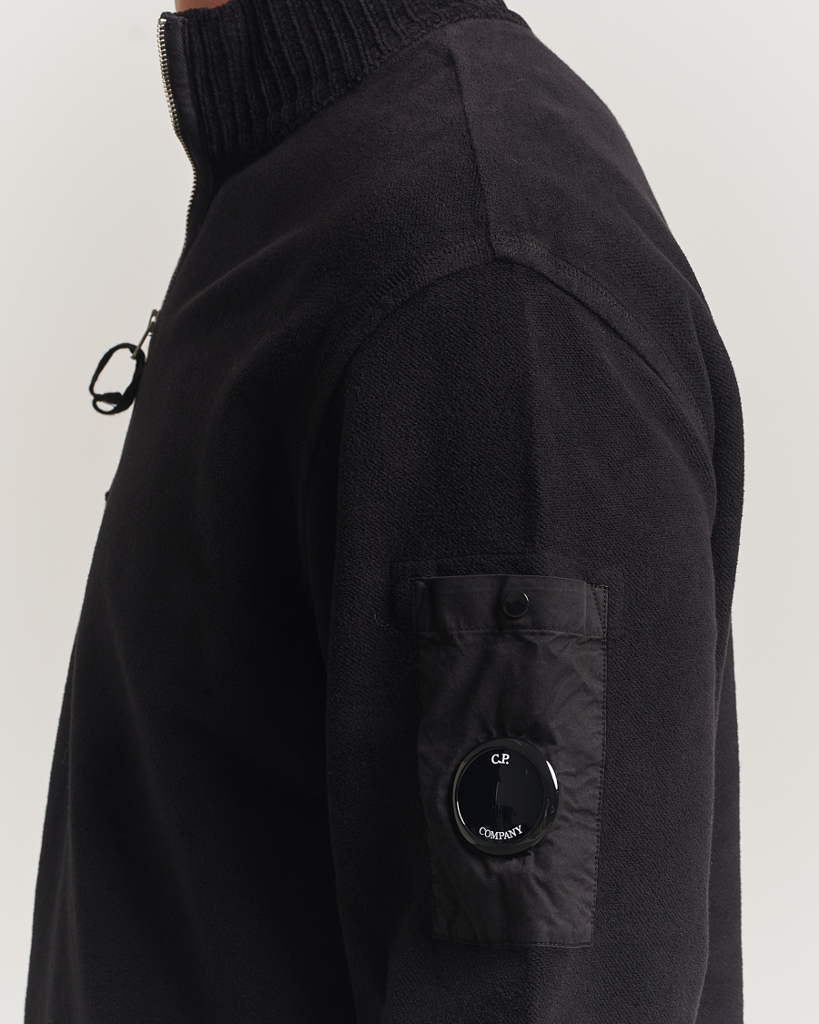 Herren | Pullover | C.P. Company | Brushed Emerized Diagonal Fleece Half Zip Black