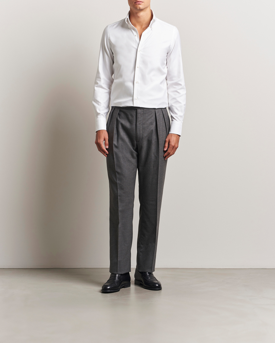 Herren | Hemden | Finamore Napoli | Milano Slim Oxford Button Down Shirt White