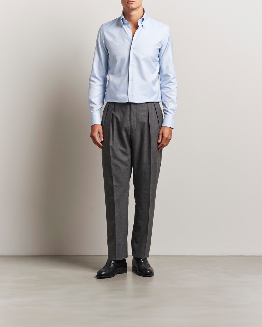 Herren | Hemden | Finamore Napoli | Milano Slim Oxford Button Down Shirt Light Blue