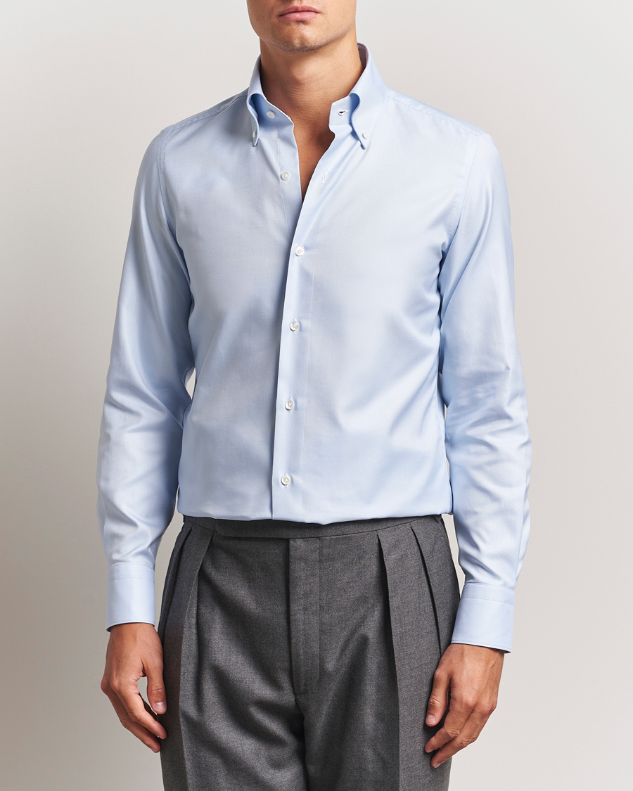 Herren | Hemden | Finamore Napoli | Milano Slim Oxford Button Down Shirt Light Blue