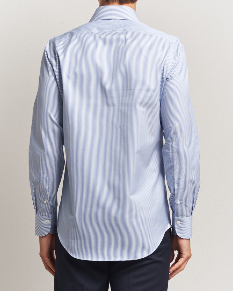 Herren | Hemden | Finamore Napoli | Milano Slim Cotton Twill Shirt Blue Stripe
