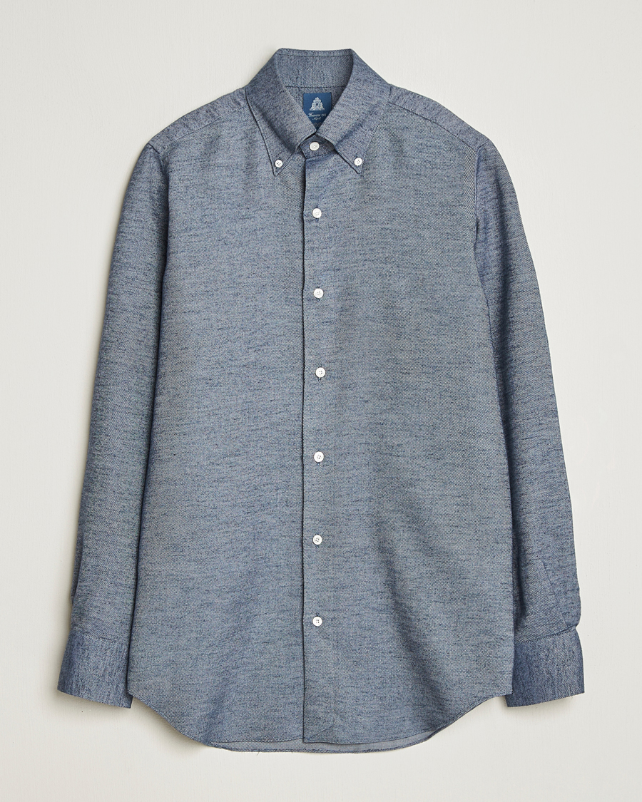 Herren | Hemden | Finamore Napoli | Milano Slim Cashmere BD Shirt Dark Blue