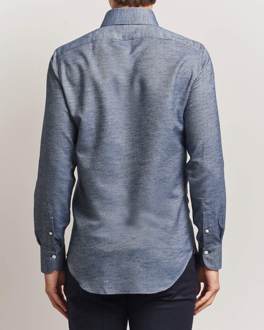 Herren | Hemden | Finamore Napoli | Milano Slim Cashmere BD Shirt Dark Blue
