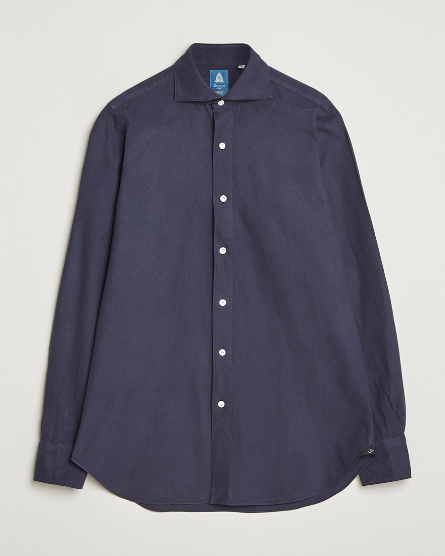 Herren | Hemden | Finamore Napoli | Gaeta Flannel Sport Shirt Navy