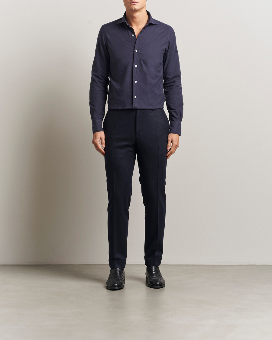 Herren | Hemden | Finamore Napoli | Gaeta Flannel Sport Shirt Navy