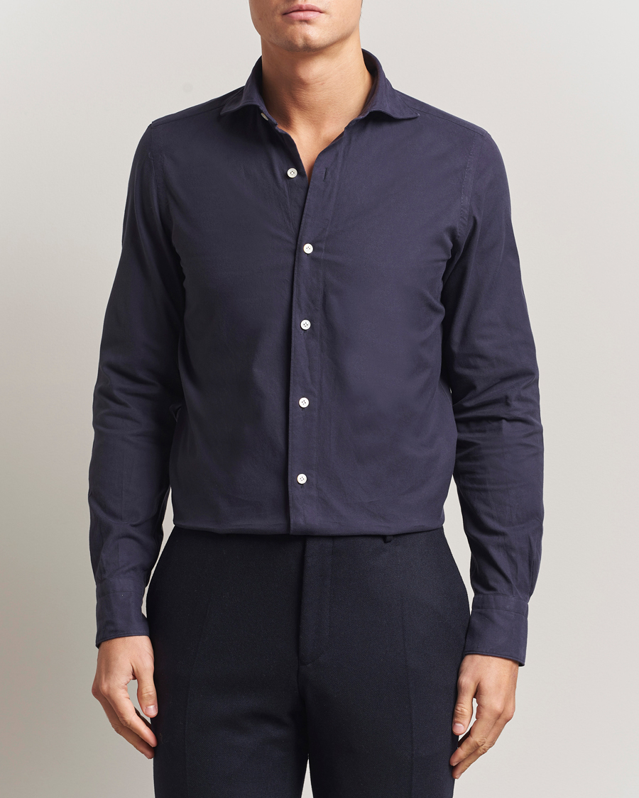 Herren | Hemden | Finamore Napoli | Gaeta Flannel Sport Shirt Navy