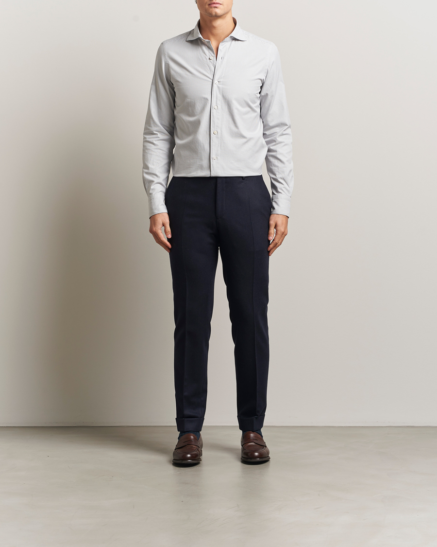 Herren | Hemden | Finamore Napoli | Gaeta Flannel Sport Shirt Light Grey