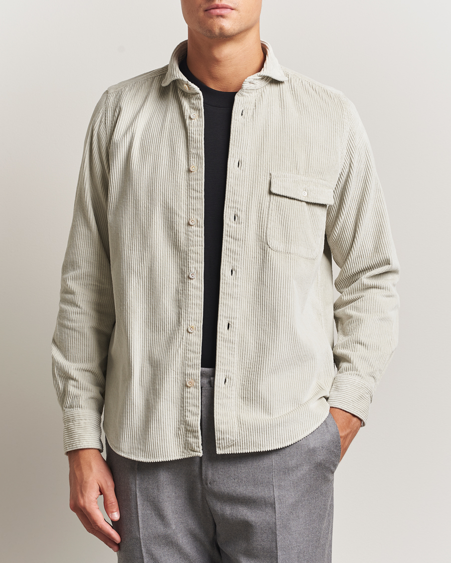 Herren | Hemden | Finamore Napoli | Garment Dyed Corduroy Overshirt Beige