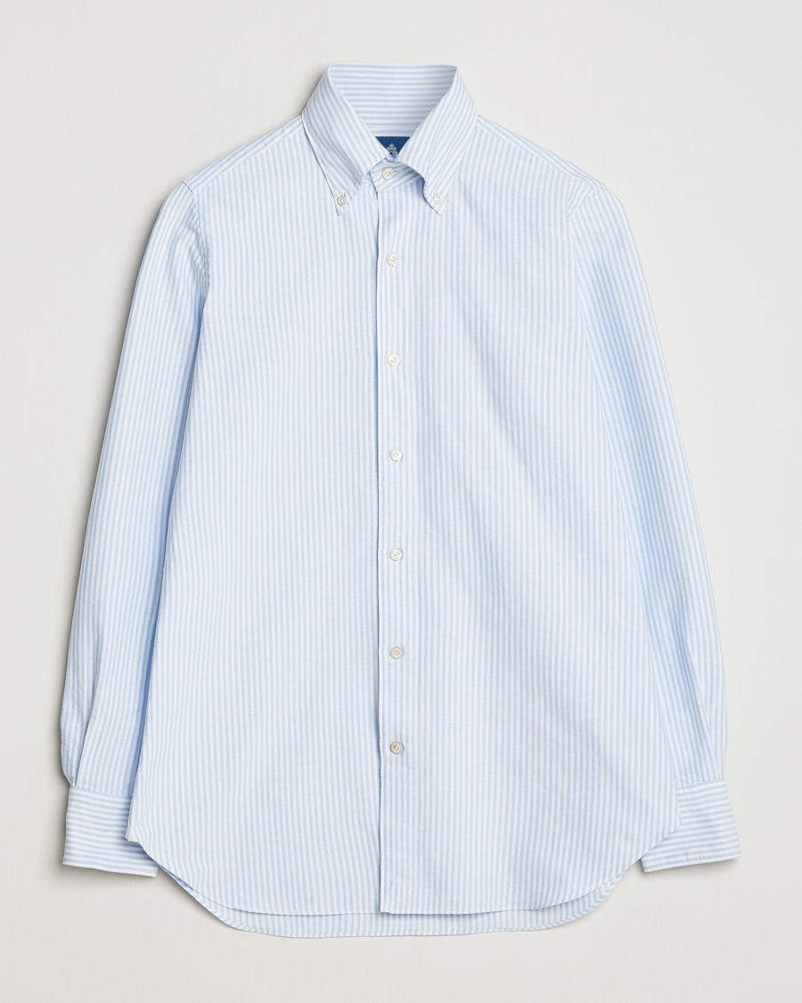 Herren | Hemden | Finamore Napoli | Gaeta Oxford Button Down Shirt Light Blue Stripe