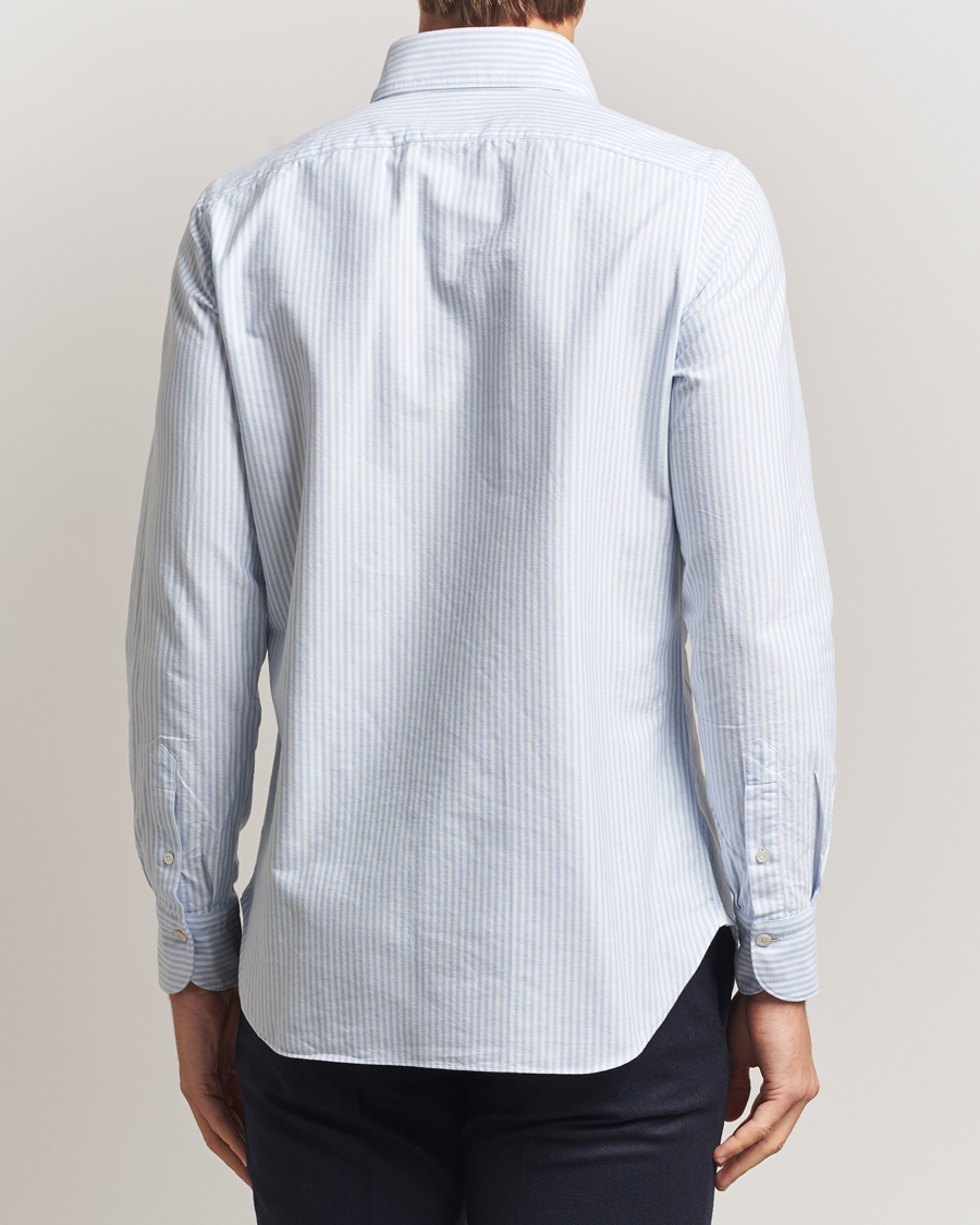 Herren | Hemden | Finamore Napoli | Gaeta Oxford Button Down Shirt Light Blue Stripe