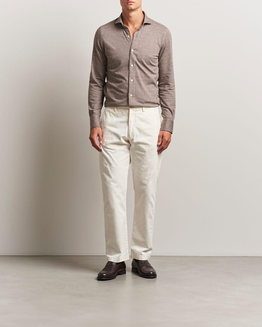 Herren | Hemden | Finamore Napoli | Cotton/Cashmere Jersey Polo Beige