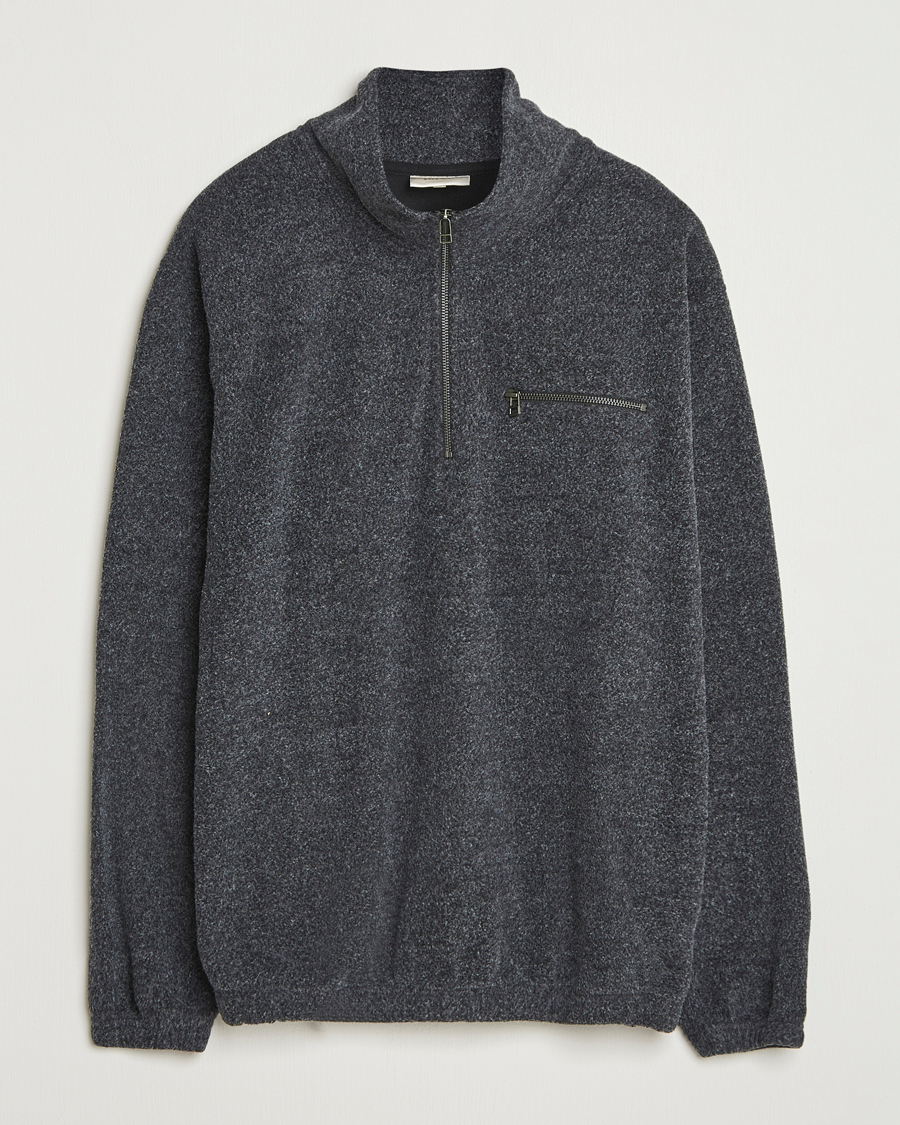 Herren | Pullover | Forét | Elm Half Zip Sweatshirt Dark Grey Melange