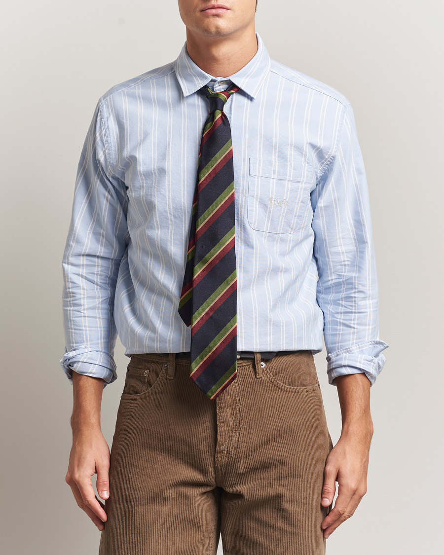 Herren | Hemden | Forét | Juno Embroidered Oxford Shirt Light Blue Stripe